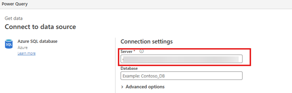 Paste the SQL endpoint in the Server field