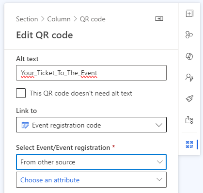 Set the Event for the Event Registration QR Code to a Dynamic Field