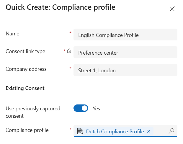 Create linked compliance profile