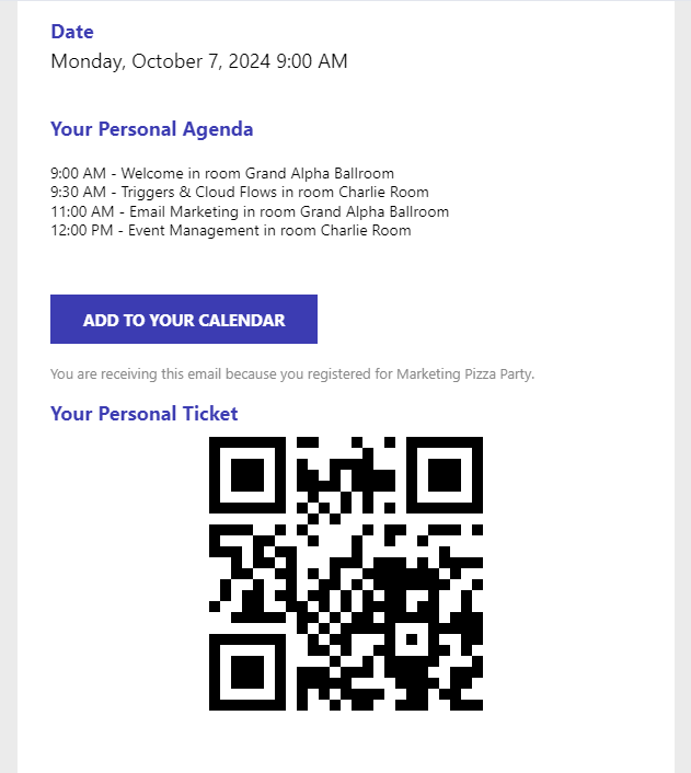 The Final Design of the Email with the QR Code