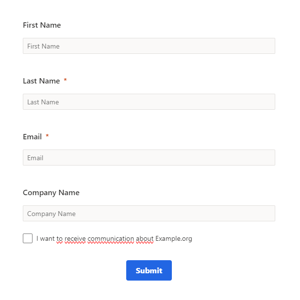 A simple Lead Generation Form in Real Time Marketing