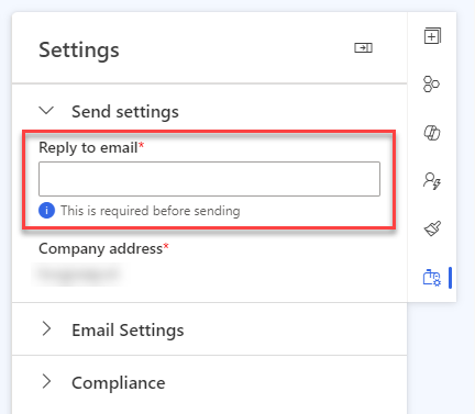 Set the reply-to address in the email self