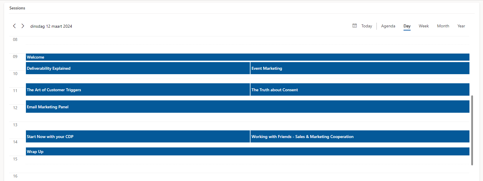 Overview of Event with multiple Sessions