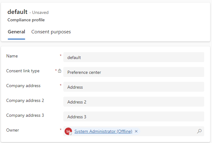 Dynamics Customer Insights - Journeys - Compliance Profile with Multiple Address Lines